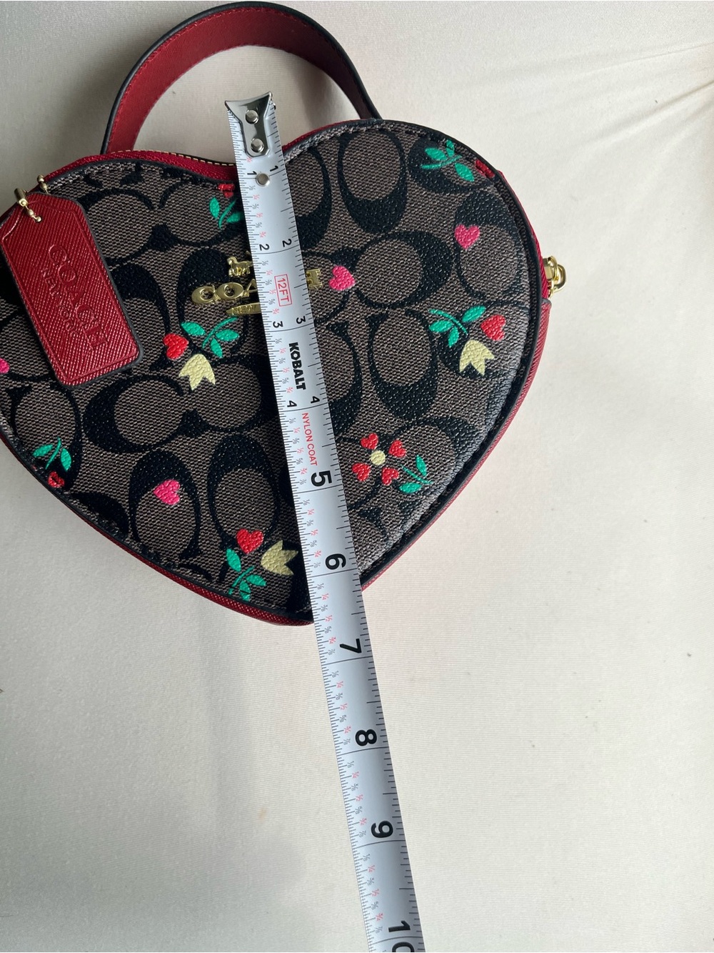 Coach Heart-Shaped Signature Canvas Wristlet in Red Floral - Picture 10 of 15